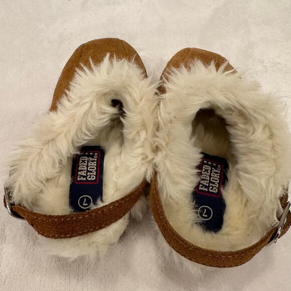 Faded Glory Kids Suede Clog Shoes sz 7 Toddler Slip On Clogs Fur Lined Clogs - Picture 3 of 6